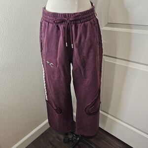 adidas Maroon/Burgundy Sweatpants with Side Stripes